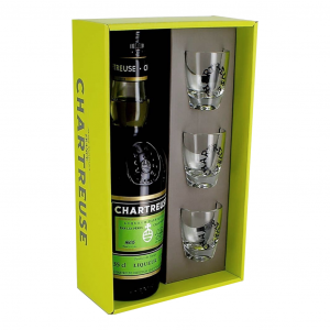 Coffret Chartreuse verte et 3 verres Chartreuse